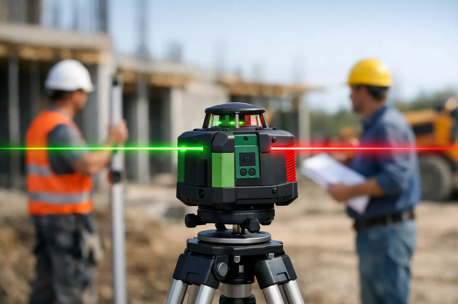 Zelený alebo červený rotačný laser na stavbu?